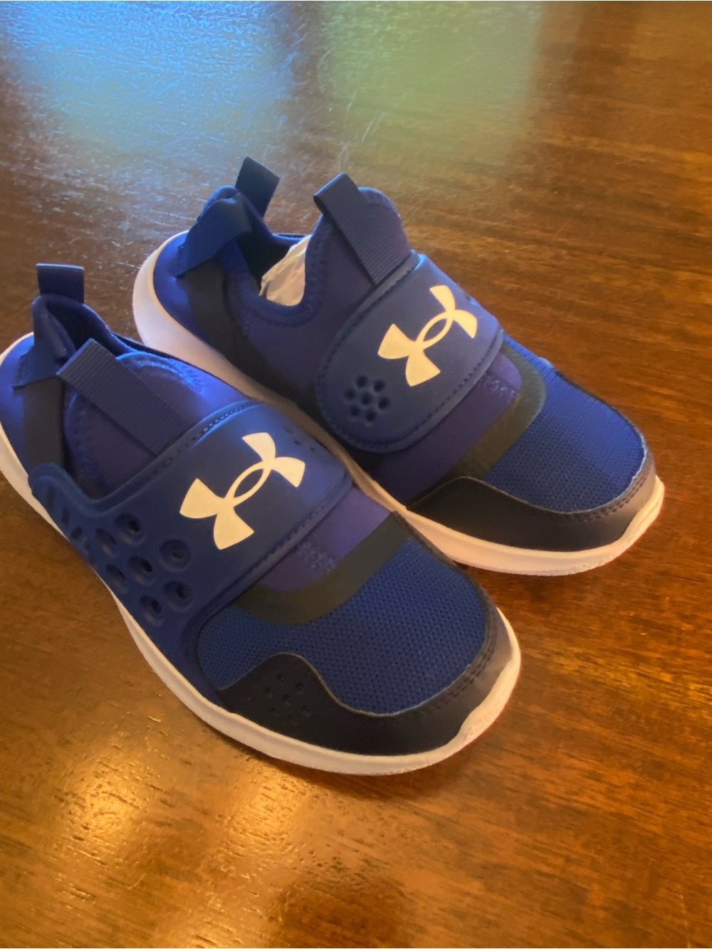 Under Armour Boys 5Y Runplay Blue Slip On Running Shoes Sneakers New 3024210-400